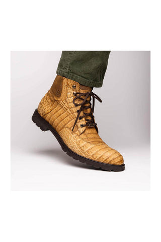 Marco Di Milano Leoni Orix Genuine Caiman Crocodile Rugged Boots (MDM1089)