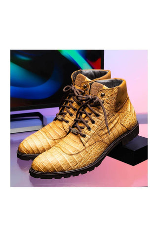 Marco Di Milano Leoni Orix Genuine Caiman Crocodile Rugged Boots (MDM1089)