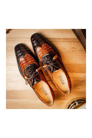 Marco Di Milano Luciano Brown & Cognac Crocodile Classic Wingtip Derby (MDM1103)