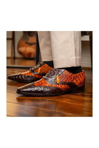 Marco Di Milano Luciano Brown & Cognac Crocodile Classic Wingtip Derby (MDM1103)