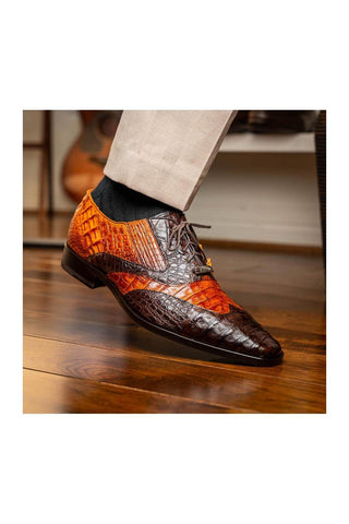 Marco Di Milano Luciano Brown & Cognac Crocodile Classic Wingtip Derby (MDM1103)