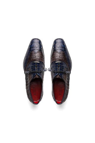Marco Di Milano Luciano Navy & Brown Exotic Crocodile Classic Wingtip Derby (MDM1103)