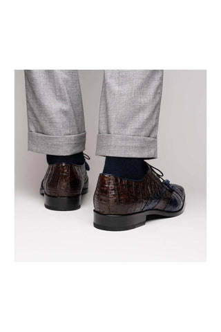 Marco Di Milano Luciano Navy & Brown Exotic Crocodile Classic Wingtip Derby (MDM1103)