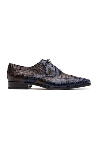Marco Di Milano Luciano Navy & Brown Exotic Crocodile Classic Wingtip Derby (MDM1103)