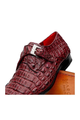 Marco Di Milano Luigi Wine Crocodile Skin Single Monk Strap (MDM1000)