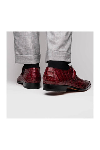 Marco Di Milano Luigi Wine Crocodile Skin Single Monk Strap (MDM1000)
