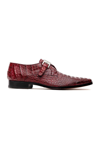 Marco Di Milano Luigi Wine Crocodile Skin Single Monk Strap (MDM1000)