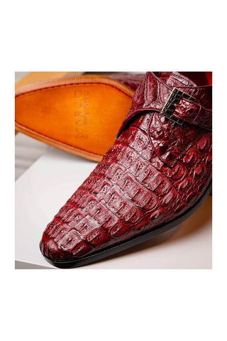 Marco Di Milano Luigi Wine Exotic Crocodile Skin Single Monk Strap (MDM1000)