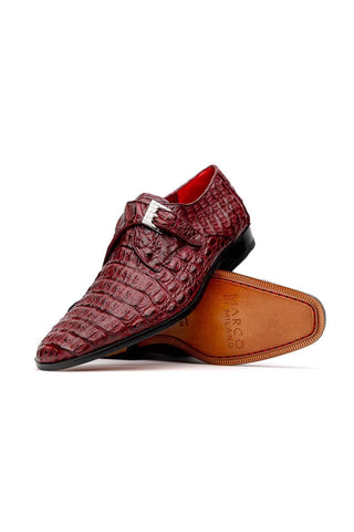 Marco Di Milano Luigi Wine Exotic Crocodile Skin Single Monk Strap (MDM1000)