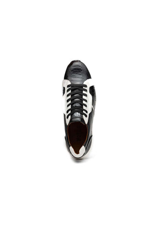 Marco Di Milano Lyon Black & White Calf-Skin / Ostrich Casual Sneakers (MDM1072)