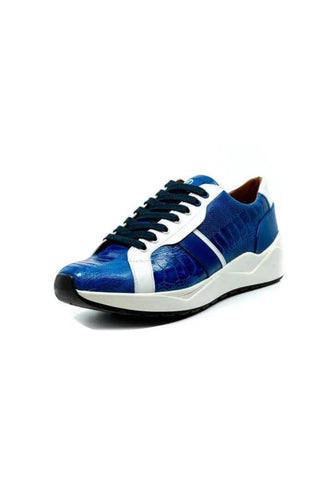 Marco Di Milano Lyon Blue & White Calf-Skin / Ostrich Casual Sneakers (MDM1072)