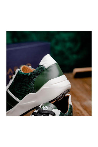 Marco Di Milano Lyon Green & White Calf-Skin / Ostrich Casual Sneakers (MDM1072)
