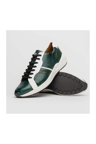 Marco Di Milano Lyon Green & White Calf-Skin / Ostrich Casual Sneakers (MDM1072)