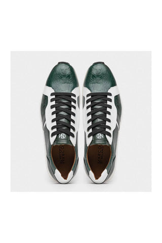 Marco Di Milano Lyon Green & White Calf-Skin / Ostrich Casual Sneakers (MDM1072)