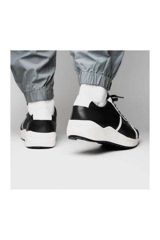 Marco Di Milano Lyon II Black & White Calf-Skin / Ostrich Leg Casual Sneakers (MDM1070)