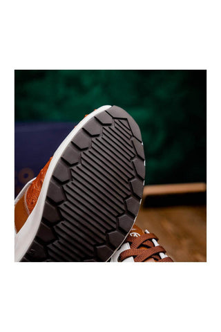 Marco Di Milano Lyon II Brandy & White Calf-Skin / Ostrich Leg Casual Sneakers (MDM1068)