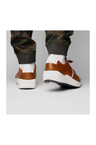 Marco Di Milano Lyon II Brandy & White Calf-Skin / Ostrich Leg Casual Sneakers (MDM1068)