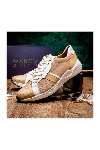Marco Di Milano Lyon II Orix & White Calf-Skin / Ostrich Leg Casual Sneakers (MDM1067)