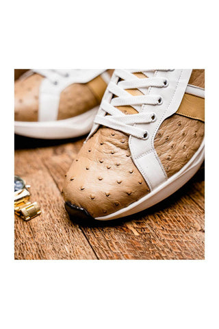 Marco Di Milano Lyon II Orix & White Calf-Skin / Ostrich Leg Casual Sneakers (MDM1067)