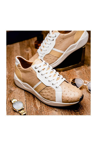 Marco Di Milano Lyon II Orix & White Calf-Skin / Ostrich Leg Casual Sneakers (MDM1067)