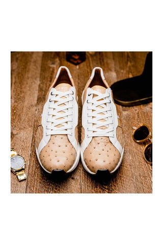 Marco Di Milano Lyon II Orix & White Calf-Skin / Ostrich Leg Casual Sneakers (MDM1067)