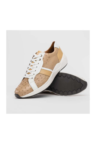 Marco Di Milano Lyon II Orix & White Calf-Skin / Ostrich Leg Casual Sneakers (MDM1067)