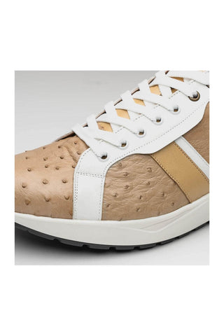 Marco Di Milano Lyon II Orix & White Calf-Skin / Ostrich Leg Casual Sneakers (MDM1067)