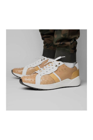 Marco Di Milano Lyon II Orix & White Calf-Skin / Ostrich Leg Casual Sneakers (MDM1067)