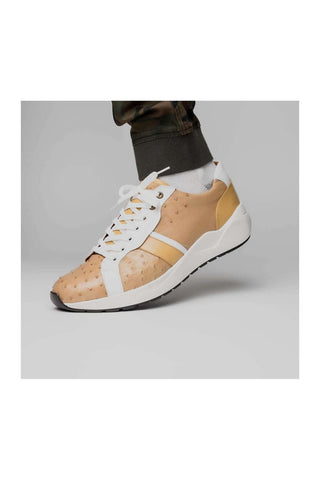 Marco Di Milano Lyon II Orix & White Calf-Skin / Ostrich Leg Casual Sneakers (MDM1067)