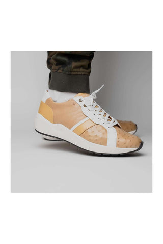 Marco Di Milano Lyon II Orix & White Calf-Skin / Ostrich Leg Casual Sneakers (MDM1067)