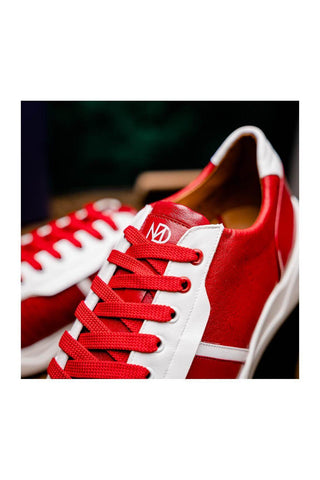 Marco Di Milano Lyon II Red & White Calf-Skin / Ostrich Leg Casual Sneakers (MDM1069)