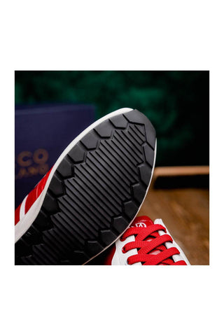 Marco Di Milano Lyon II Red & White Calf-Skin / Ostrich Leg Casual Sneakers (MDM1069)