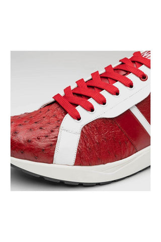 Marco Di Milano Lyon II Red & White Calf-Skin / Ostrich Leg Casual Sneakers (MDM1069)