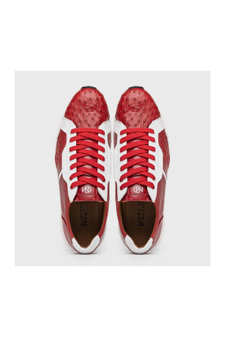 Marco Di Milano Lyon II Red & White Calf-Skin / Ostrich Leg Casual Sneakers (MDM1069)