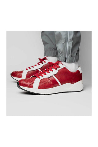 Marco Di Milano Lyon II Red & White Calf-Skin / Ostrich Leg Casual Sneakers (MDM1069)