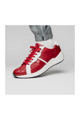 Marco Di Milano Lyon II Red & White Calf-Skin / Ostrich Leg Casual Sneakers (MDM1069)