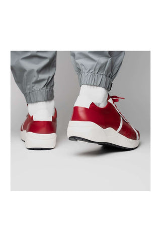 Marco Di Milano Lyon II Red & White Calf-Skin / Ostrich Leg Casual Sneakers (MDM1069)