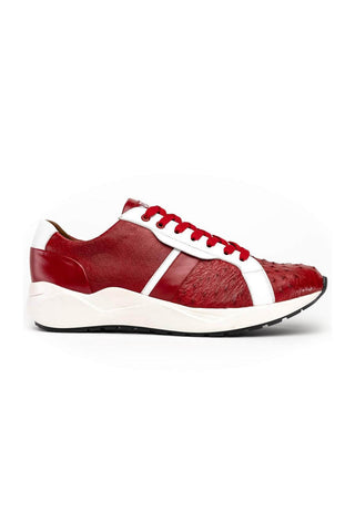 Marco Di Milano Lyon II Red & White Calf-Skin / Ostrich Leg Casual Sneakers (MDM1069)