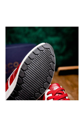 Marco Di Milano Lyon Red & White Calf-Skin / Ostrich Casual Sneakers (MDM1072)