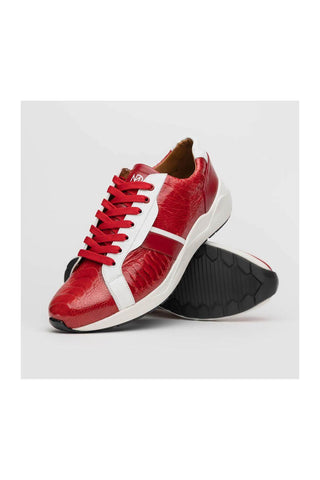 Marco Di Milano Lyon Red & White Calf-Skin / Ostrich Casual Sneakers (MDM1072)