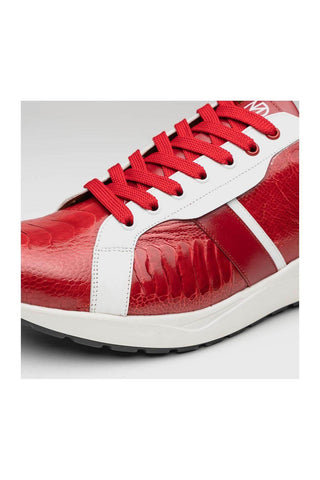 Marco Di Milano Lyon Red & White Calf-Skin / Ostrich Casual Sneakers (MDM1072)