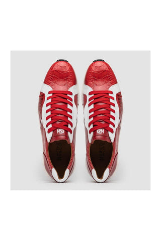 Marco Di Milano Lyon Red & White Calf-Skin / Ostrich Casual Sneakers (MDM1072)