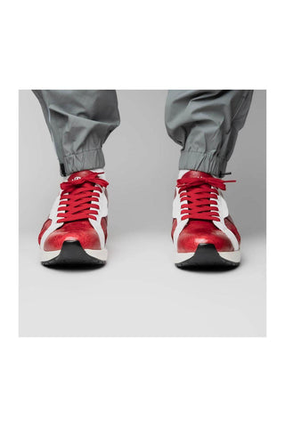 Marco Di Milano Lyon Red & White Calf-Skin / Ostrich Casual Sneakers (MDM1072)