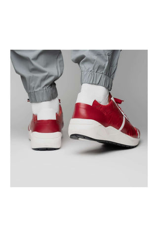 Marco Di Milano Lyon Red & White Calf-Skin / Ostrich Casual Sneakers (MDM1072)