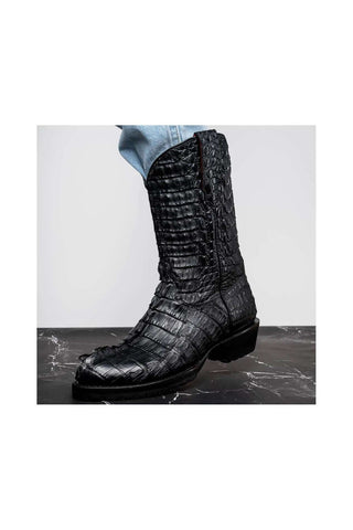 Marco Di Milano Marlboro Black Exotic Crocodile / Hornback Cowboy Boots (MDM1203)