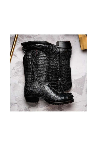 Marco Di Milano Marlboro Black Exotic Crocodile / Hornback Cowboy Boots (MDM1203)