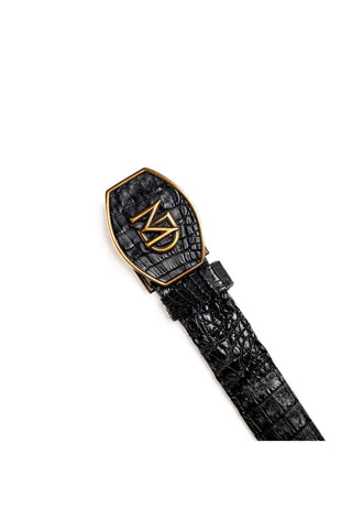 Marco Di Milano Marlboro Men’s Black Genuine Hornback Crocodile Skin Belt (MDMB1047)
