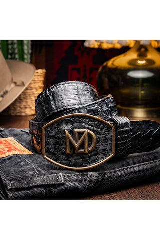 Marco Di Milano Marlboro Men’s Black Genuine Hornback Crocodile Skin Belt (MDMB1047)