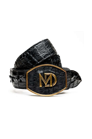 Marco Di Milano Marlboro Men’s Black Genuine Hornback Crocodile Skin Belt (MDMB1047)