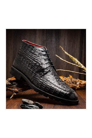 Marco Di Milano Martinelli Black Crocodile Chukka Boots (MDM1189)